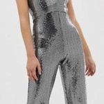 ASOS Sequin Halterneck Silver Jumpsuit Photo 0