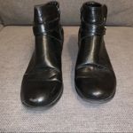 Unisa  black leather ankle Boots, gold colored buckle, zipper side Photo 6