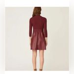 Shoshanna  Alexa Three Quarter Sleeve Faux Leather And Knit Combo Dress Photo 1