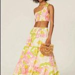 S/W/F Floral One Shoulder Crop Top Skirt Set Size: S Yellow Photo 0