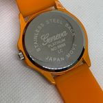 Geneva quartz analog watch orange tone rhinestones 40mm silicone band running Photo 5