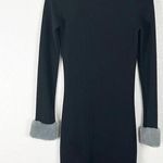 ZARA  Black Long Sleeves Faux Fur Trim Cuffs Dress, Size Small Photo 0