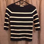 Loft Knitted Blue & Gray Striped Top Photo 1