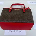 Michael Kors Flame Brown Carryall Tote JST TopZip Crossbody Bag Photo 6