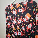 Kate Kasin Festive Santa Print Dress Christmas XL Lace Up Long Sleeve Holiday Black Photo 7