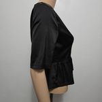 Nasty Gal  Black Satin Peplum Top Size 2 Photo 3