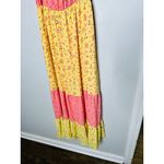 COLOR ME COURTNEY Yellow Pink Ditsy Flower Printed Cece Maxi Dress Size 2 Photo 11