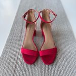 Merona  Red Block Heel Ankle Strap Strappy Low Heel Dress Sandals Sz 7.5 Photo 2