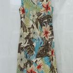 Petite Sophisticate  Floral Silk Dress Sleeveless V Neck Size 10 Tropical Hawaii Photo 0