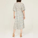 Rebecca Taylor Short Sleeve Satin Leaf Floral 100% Cotton Maxi Dress Size 8 Photo 1