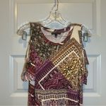 Signature Studio  Multicolor Boho Print Cold Shoulder Top size S Photo 5