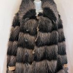 Custom Made Luxurious Faux Fur Striped Coat large. Photo 0