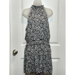 Black Floral Print Halter Neck Romper Shorts Elastic Waist Size XXL Photo 1