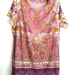 Soft Surroundings Luciana Paisley Boho Tunic Top 1X Medallion Print Stretch Photo 0