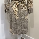 Natori Black Tan Animal Print Stretch Jersey Kimono Robe Tiger Leopard Lounge Photo 11