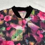 Women's Full Zip Floral Print Lightweight Bomber Jacket Size M Rave Colorful Black Size M Photo 2