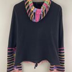 Y2K 90’s Black Rainbow Psychedelic Rip N Tear Wide Bell Sleeve Full Zip Hoodie Size L Photo 10