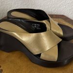 Enzo Angiolini Y2K Womens Gold Brown Leather Chunky Heel Platform Sandals Size 8 Photo 3