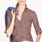 J.Crew Black & Tan Striped Popover Henley Top Style: 41253 Photo 0