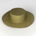 ARDEO Studios Italy Straw Metallic Boater Hat Medium Wide Brim Paper Silk Lined Photo 3