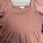 Madewell  Lucie smocked peplum long sleeve top pink square neck size 14 I48 Photo 4