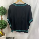 INC Black & Blue Embroidered Short Sleeve Swimsuit Cover Top XS Photo 1