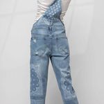 Easel Los Angeles Distressed Bandana Denim Overalls Small Blue Photo 0
