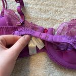 Victoria's Secret Victoria’s Secret Purple Lace hot pink corset detail bow Bra 32C Photo 3