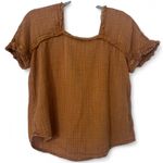 Wonderly  Womens XS Brown Short Sleeve Shirt with Ruffle Detail Photo 3