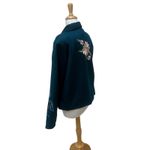 Alex Kim Shirt Jacket Sz PL Blue Floral Embroidered Artsy Boho Western Whimsy Size L Photo 5
