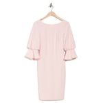 Calvin Klein Sheath Dress Women's 2 Pink Puff Sleeve Solid Knee Length NWT Photo 10