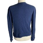 Liz Wear Vintage 90s  Quarter Zip Shirt S Blue Ribbed Knit Pocket Long Sleeves Photo 3