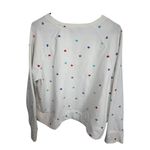 Wild Fox Colorful Heart Patterned White Long Sleeve Sweatshirt Photo 2