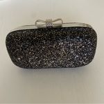 INC Sparkling Glitter Black Evie Clutch with Rhinestone Bow Silver Photo 3