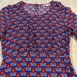 Boden Delia‎ Fit and Flare Dress Blue and Red Floral Design 3/4 sleeve Size 2R Photo 2