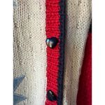 Hand Knit American Flag Pattern Cardigan Sweater Red Photo 7