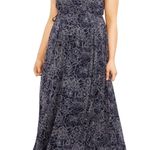 Motherhood Maternity  Navy Blue Chiffon Maxi Dress V Neck Size Medium Photo 0