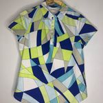 Chico's Zenergy Golf By Chico Size 0 Geometric Collar Top rhinestone Button‎ CP5056 Photo 2