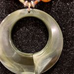 Vintage Green and Brown seed beads resin Beaded Necklace Photo 3