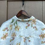 Rachel Roy Rachel Womens Shirt Cream Floral Button Up Boxy Linen Size Medium Photo 4