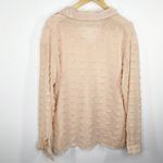 Pale Pink Textured Pom Pom Button Front Long Sleeve Shirt Women's Size Large L Photo 1