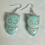 Turquoise Howlite Owl Dangle Earrings Blue Photo 5