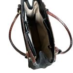 Brahmin Vintage Tuscan Black Leather Brown Croc Leather Trims Bucket Bag Photo 9