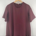 French Connection Dress Maroon Swing Flutter Hem Burgundy Cocktail Size US6 Photo 5