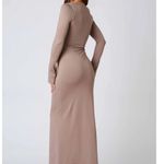 Wilfred  Aritzia Tan Ribbed Knit Maxi Midi Bodycon Long Sleeve Dress Large Photo 1