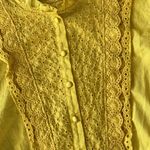 J.Crew  Embroidered Blouse Frilled Ruffled Shirt Tunic Yellow Size 2 Like NEW Photo 4