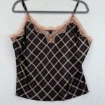 Victoria's Secret  XL Plaid Cami‎ Top Lace Trim Black Pink Sleeveless Lingerie Photo 0