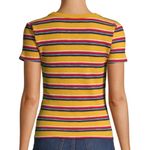 No Boundaries Juniors Mustard Yellow Ribbed Short Sleeve Striped Scoop Neck Top Photo 2