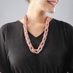 Coral and Beige Linking Style Beaded Necklace (19 inches) Pink Photo 1