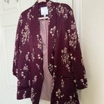 Anthropologie  Ettiwa Floral Burgundy Lightweight Blazer Photo 3